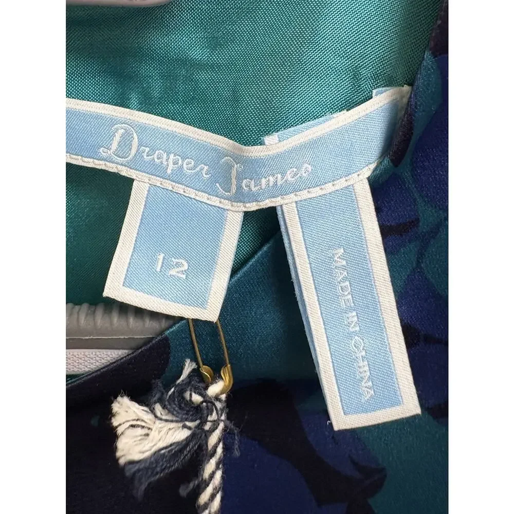 Draper James Womens Floral Structured Mini Dress Teal Blue Cutout Size 12 NWT - Picture 7 of 7